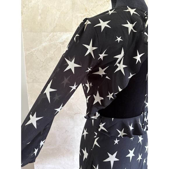 REALISATION PAR Goldie StarStruck Mini Dress XS Black Silk Ruffle Party - Picture 10 of 16